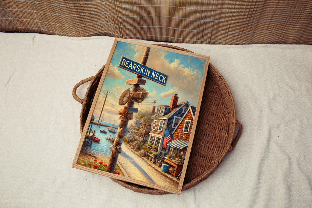 Bearskin Neck Oil Painting Art Print: Rockport Coastal Village Travel Poster