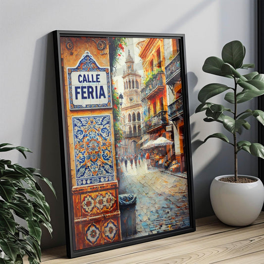 Calle Feria Wall Art, Seville Print, Spain Decor, Street Sign Art, Andalusian Cityscape, Travel Poster, Spain Souvenir, Personalized Gift