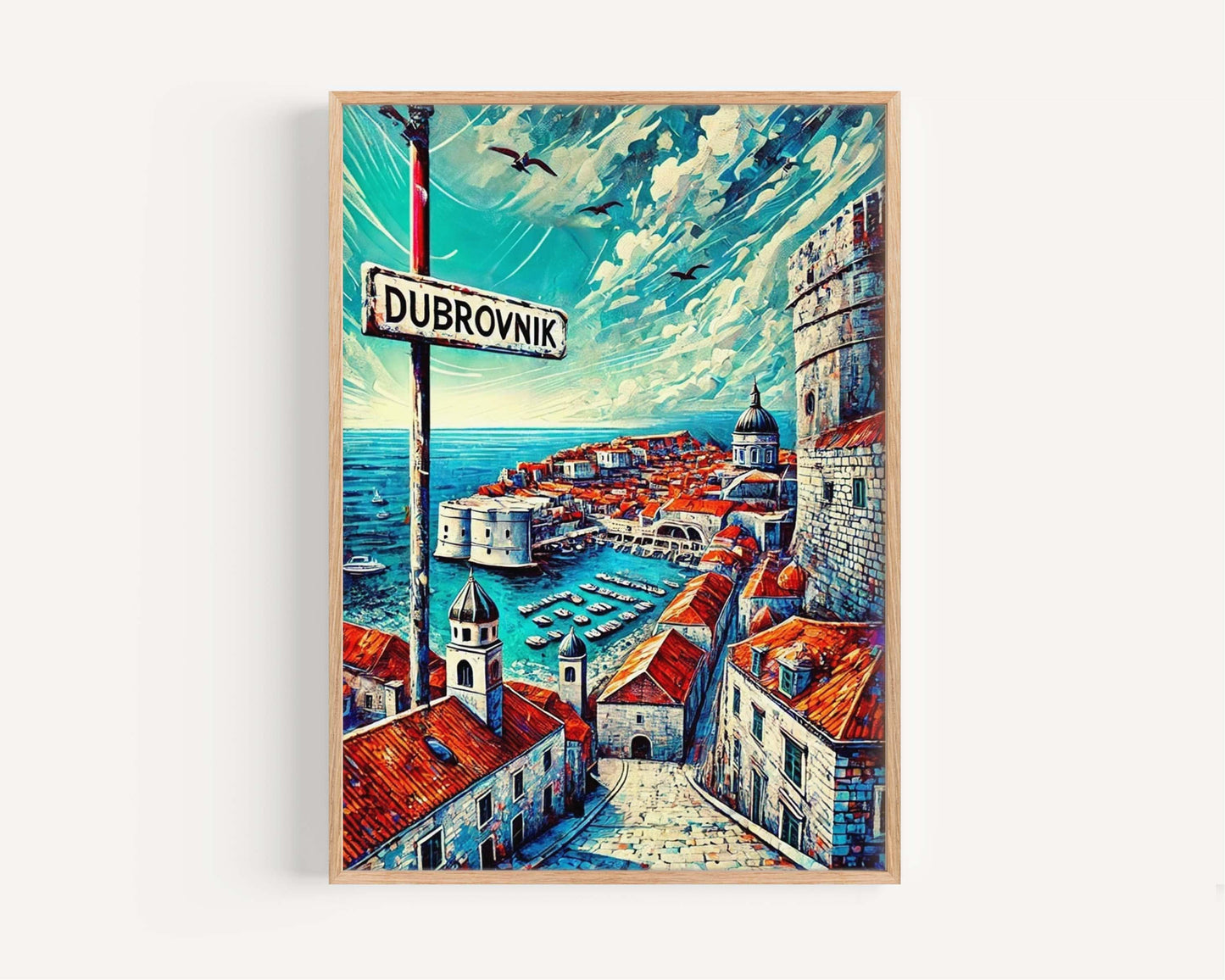 Dubrovnik Print - Croatia Wall Art Travel Poster, Coastal Cityscape, Housewarming & Travel Gift, Dubrovnik Gift, Croatia Decor