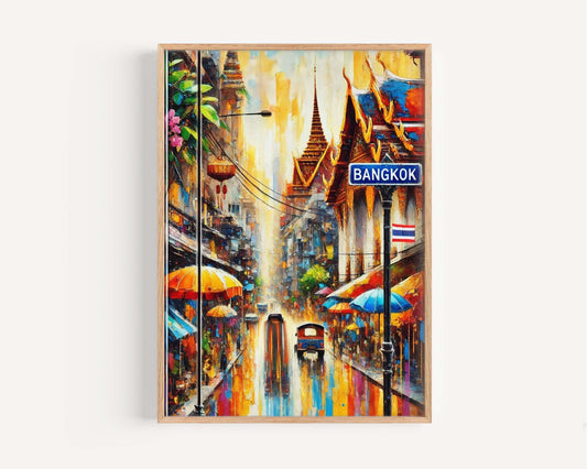 Bangkok Print Wall Art - Thailand Travel Poster, Thai Souvenir, Housewarming Gift, Modern Bangkok Cityscape Decor