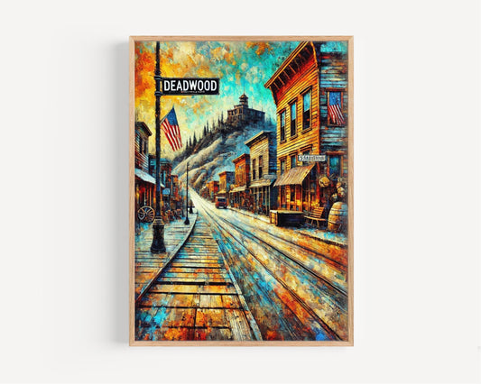 South Dakota Deadwood Wall Art Print - Travel Poster, USA Decor, Housewarming & South Dakota Gift