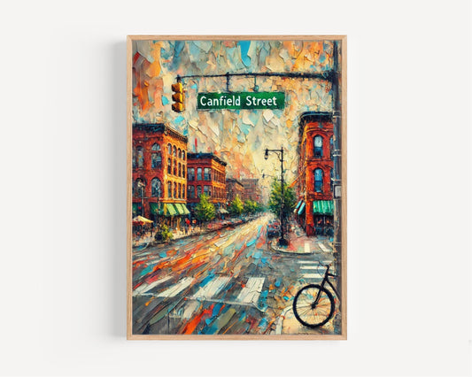 Canfield Street Wall Art, Michigan Print, USA Art, “City” Gift, Travel Souvenir, Travel Poster,  “State” Art, PERSONALIZED GIFT