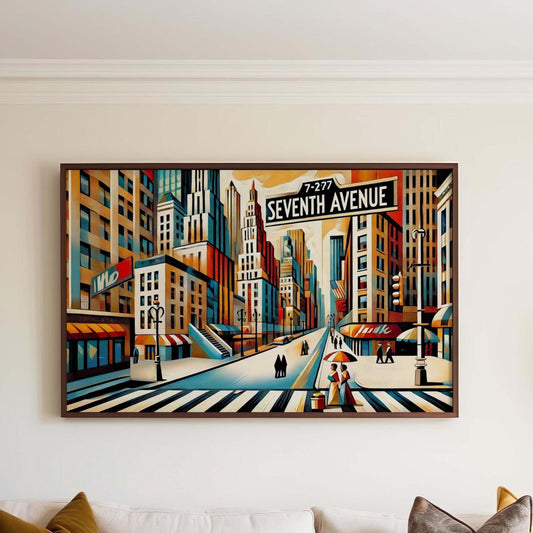 Manhattan Art Seventh Avenue Print, New York City Travel Poster, NYC Wall Art, Housewarming Gift, Modern Urban Decor