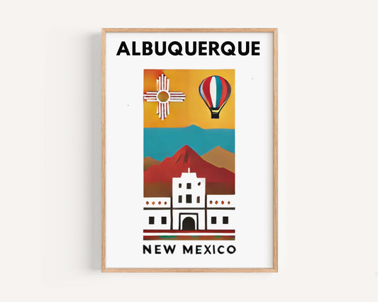 Albuquerque Print Wall Art - New Mexico Decor, Travel Poster, Housewarming & College Gift, Southwestern Home Decoration
