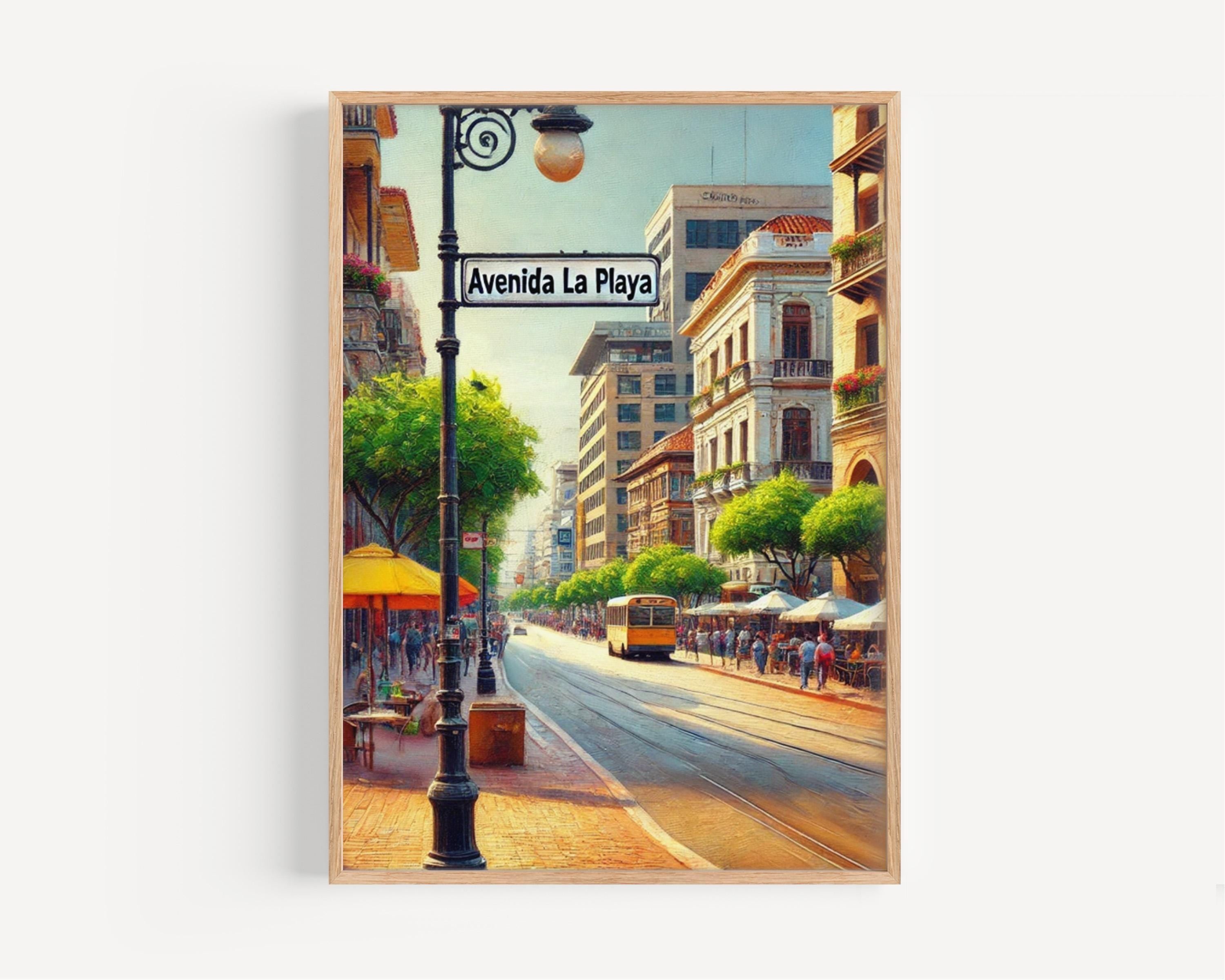 Avenida La Playa Wall Art Print - Medellin Colombia Travel Poster, Housewarming Gift, South America Decor, Colombia Art Illustration