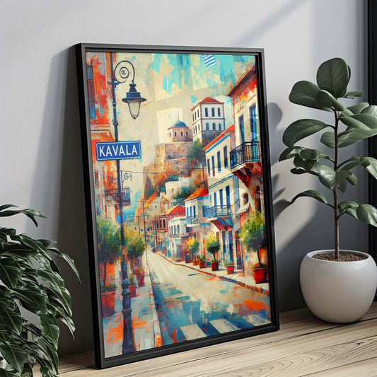Kavala Art Greek City Wall Print, European Travel Poster, Housewarming Gift, Greece Artwork, Kavala Wall Decor, Mediterranean Style Poster