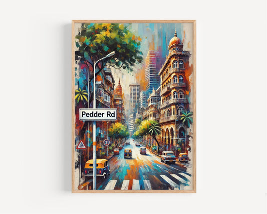 Mumbai Pedder Rd Wall Art Print – Indian Travel Poster, Housewarming Gift, Mumbai Art Decor, Indian Gift, Unique Travel Print
