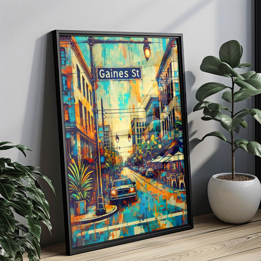 Wall Art Gaines St Tallahassee Print - Florida Travel Poster & Gift, Housewarming Decor, Florida Art Print