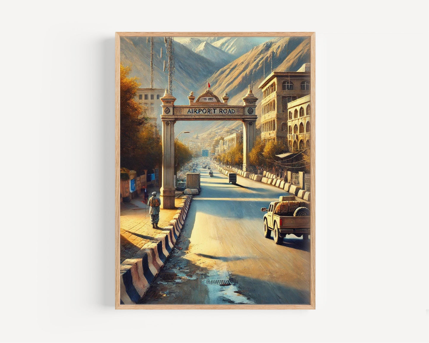 Airport Rd Kabul Wall Art Print - Afghanistan Travel Poster, Souvenir Decor, Housewarming Gift, Travel Print,Unique Afghan Cityscape Artwork
