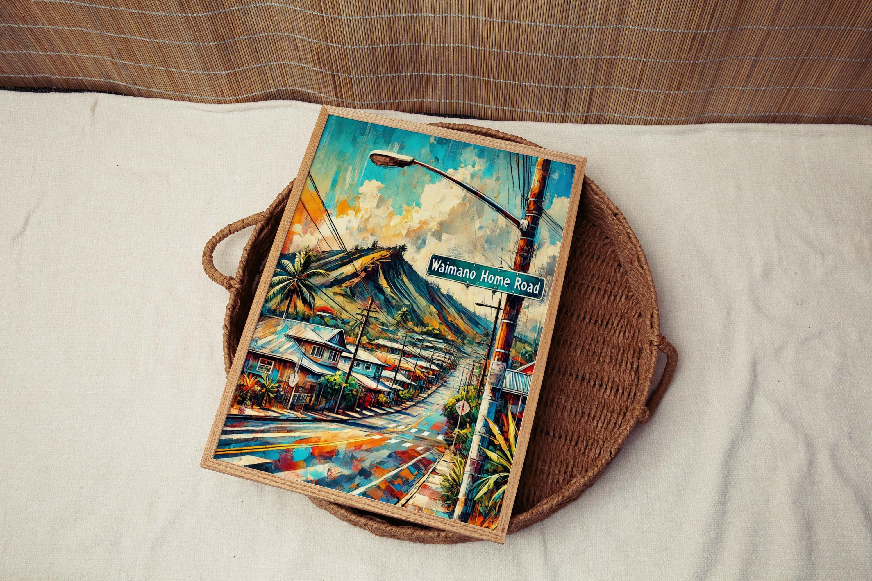 Waimano Home Road Wall Art - Oahu Travel Print & Hawaii Poster, Honolulu Gift, Housewarming Decor, Tropical Home Artwork