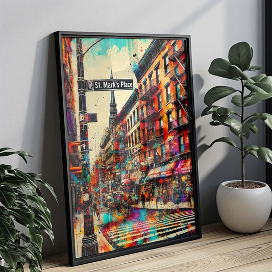St Mark's Place Wall Art Manhattan Print NYC Travel Poster New York Gift Housewarming Decor