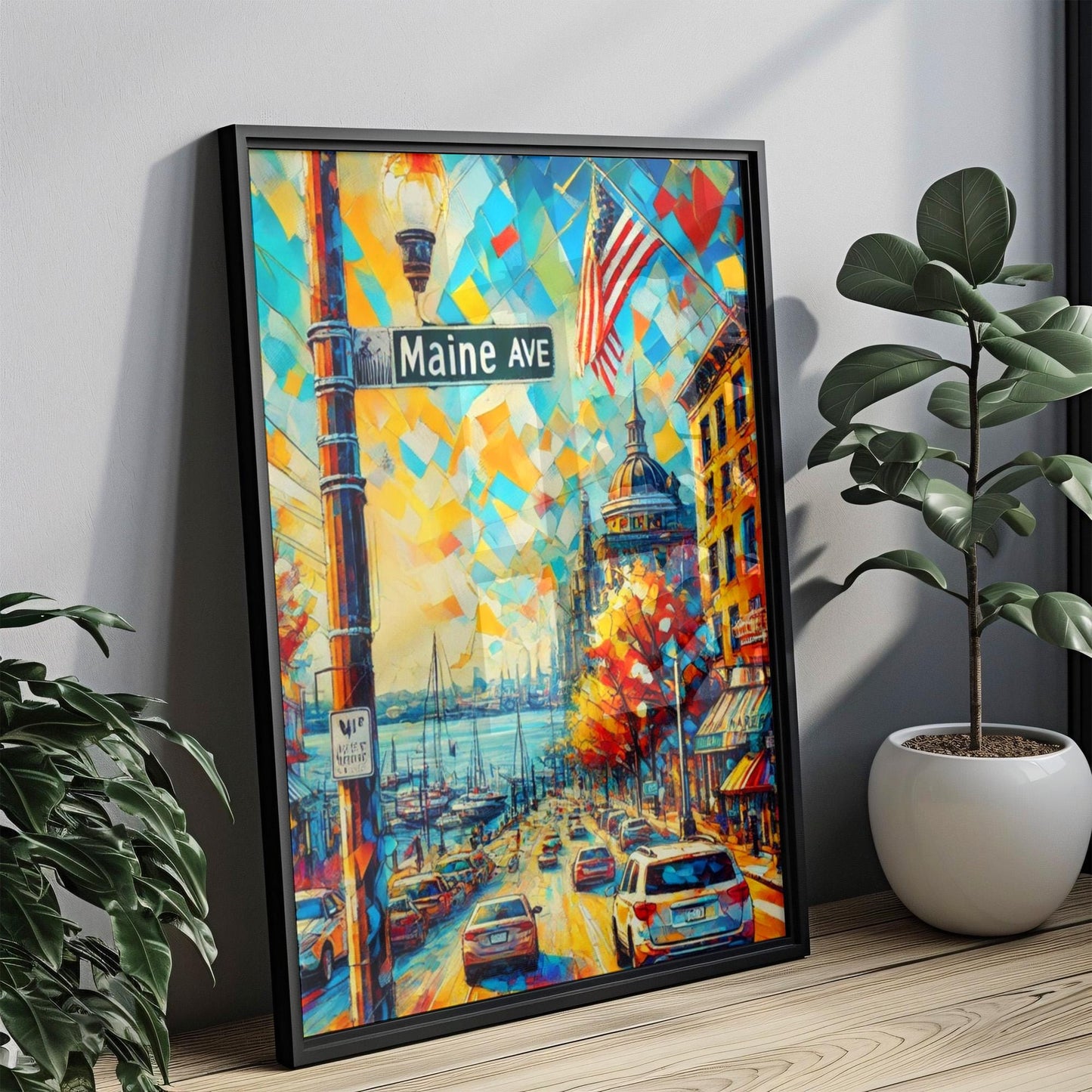 Washington DC Maine Ave Wall Art, Travel Poster Print, USA Gift, Washington DC Home Decor, Housewarming Wall Art, Maine Avenue Print