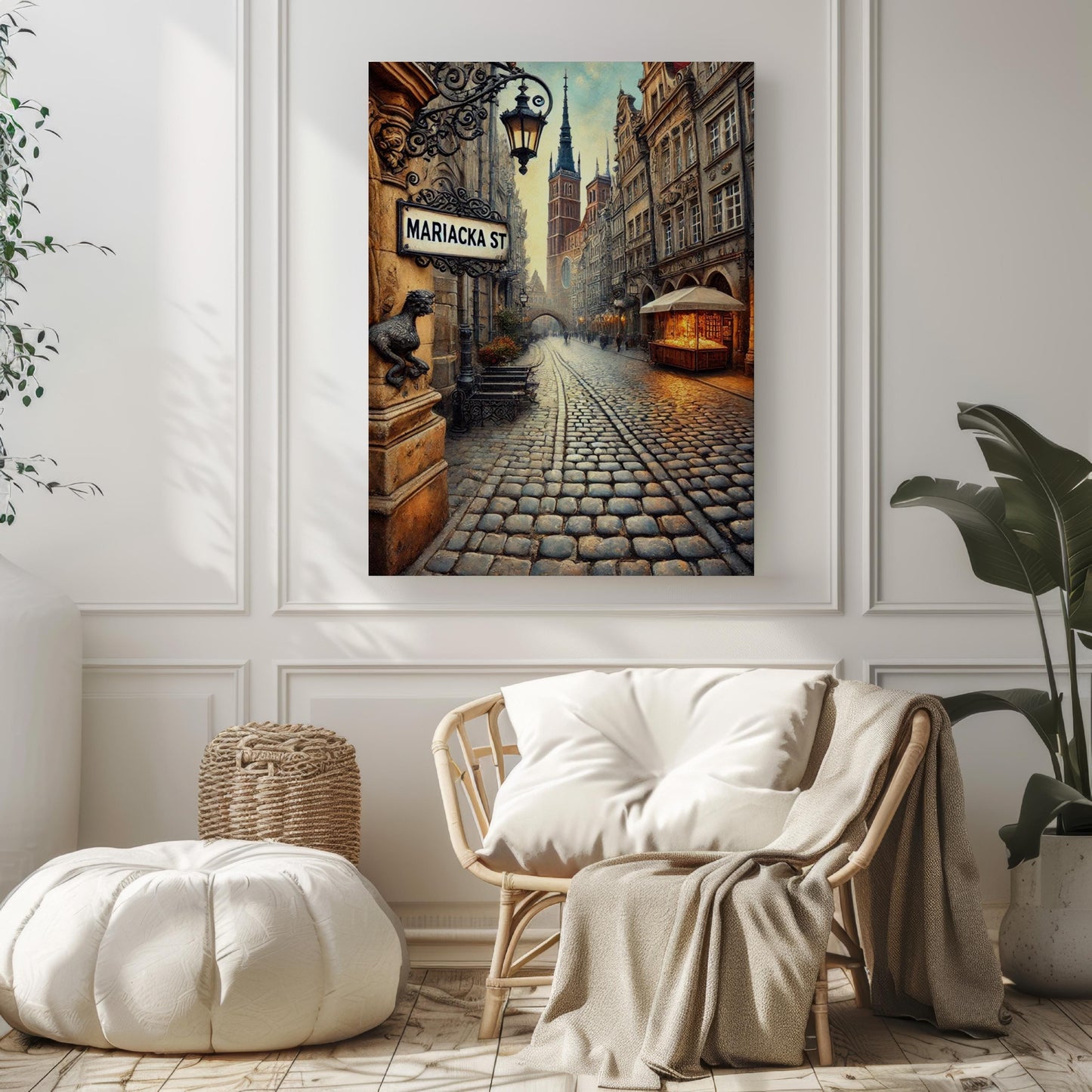 Mariacka Street Wall Art Print - Poland Travel Poster, European Cityscape Illustration, Housewarming & Polish Gift Decor