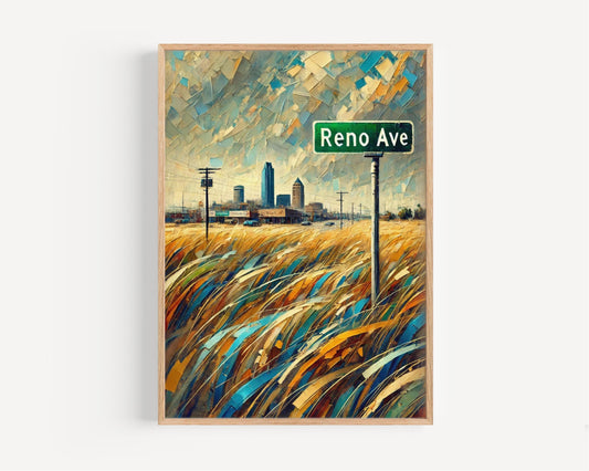 Reno Avenue Wall Art, Oklahoma Print, USA Art, “City” Gift, Travel Souvenir, Travel Poster,  “State” Art, PERSONALIZED GIFT