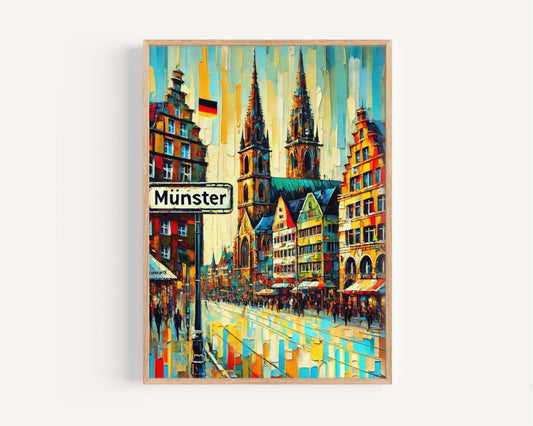 Münster Art Print – Germany City Wall Art, Travel Poster, European Home Decor, Münster Gift, Housewarming & German Travel Print