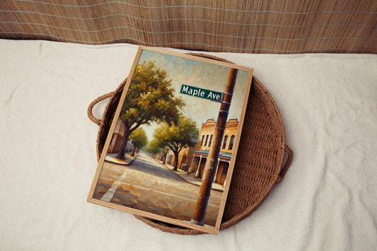 Maple Avenue Wall Art Print - Dallas Travel Poster, Texas Decor, Housewarming Gift, Dallas Art & Maple Ave Print for Home