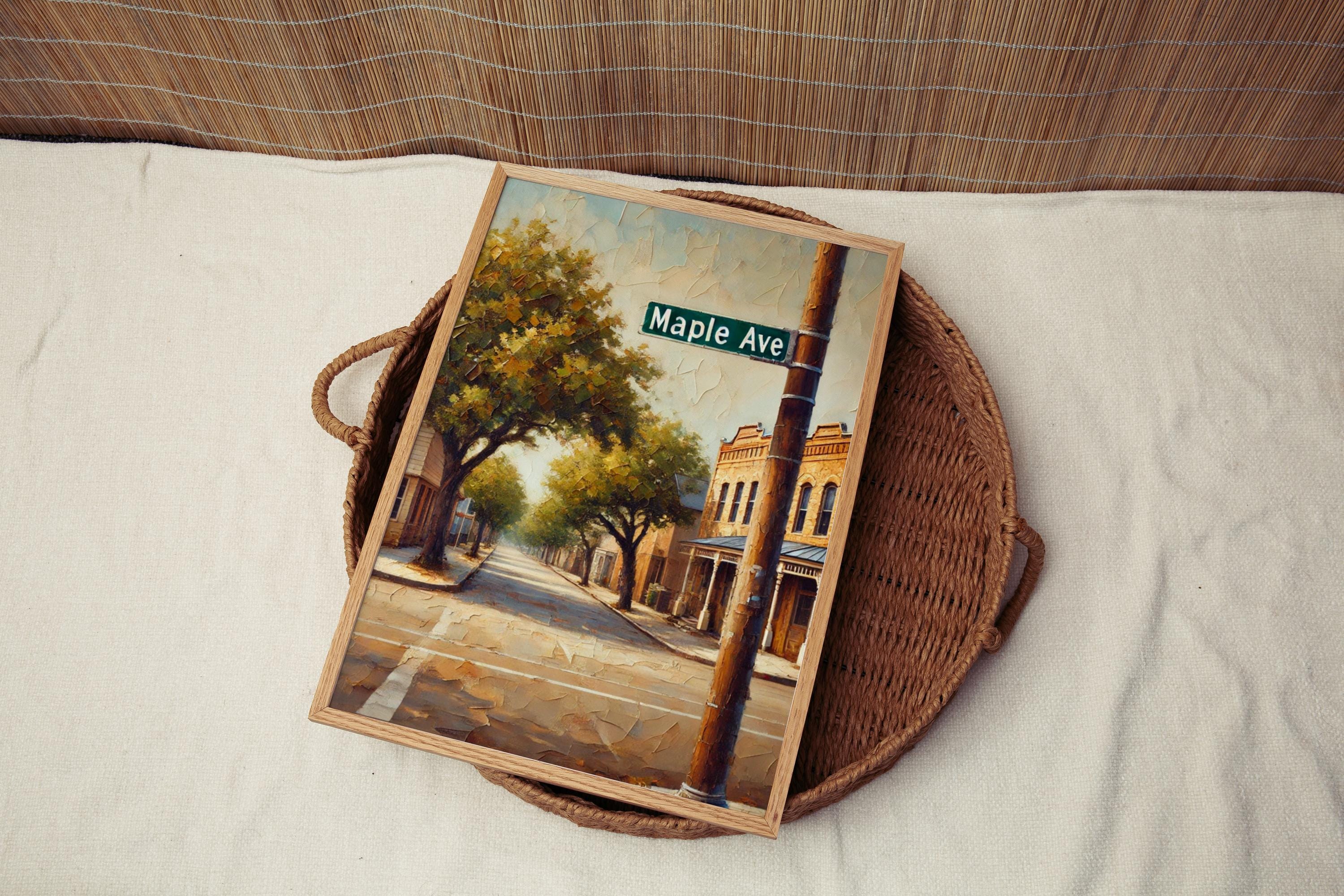 Maple Avenue Wall Art Print - Dallas Travel Poster, Texas Decor, Housewarming Gift, Dallas Art & Maple Ave Print for Home