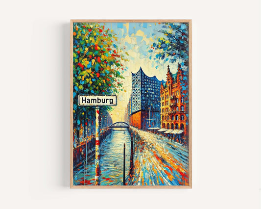 Hamburg Art Print – Modern Germany City Wall Art, Travel Poster, European Home Decor, Housewarming Gift, Hamburg Travel Print