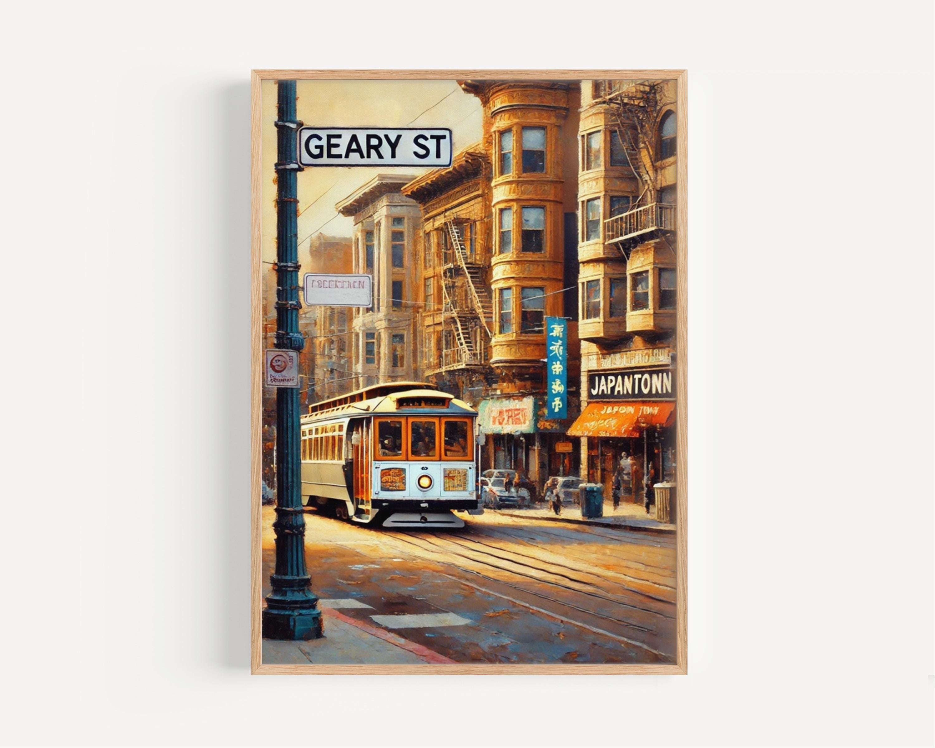Geary Street Art Print: San Francisco Cityscape, West Coast Travel Poster