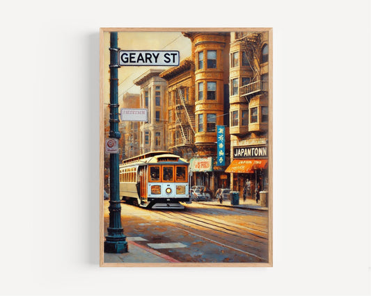 Geary Street Art Print: San Francisco Cityscape, West Coast Travel Poster
