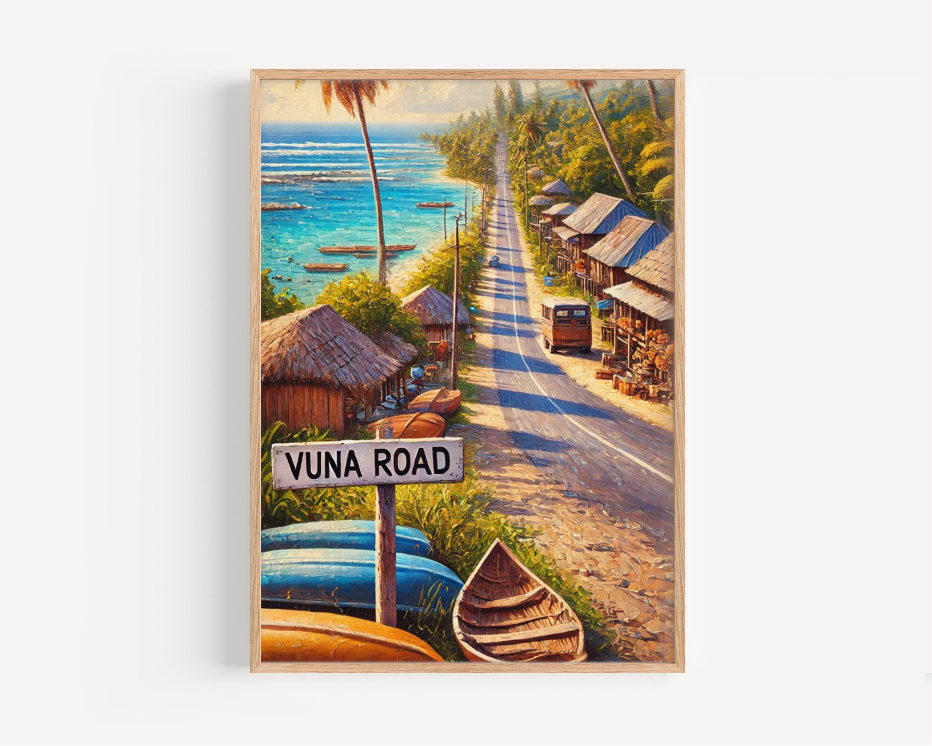 Vuna Road Wall Art, Nukuʻalofa Print, Tonga Travel Poster, Beach Coastline Decor, Tropical Island Gift, Coastal Scene, Fine Art Paper