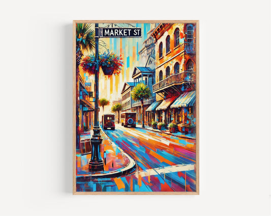 Wall Art Market St Charleston Print - Travel Poster South Carolina Gift Housewarming Decor