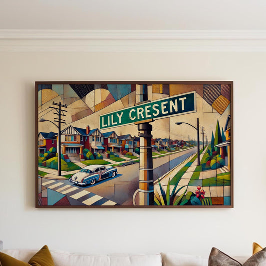 Lily Crescent Wall Art Print - Brampton Ontario Travel Poster, Housewarming Gift & Home Decor, Ontario Art Collectible
