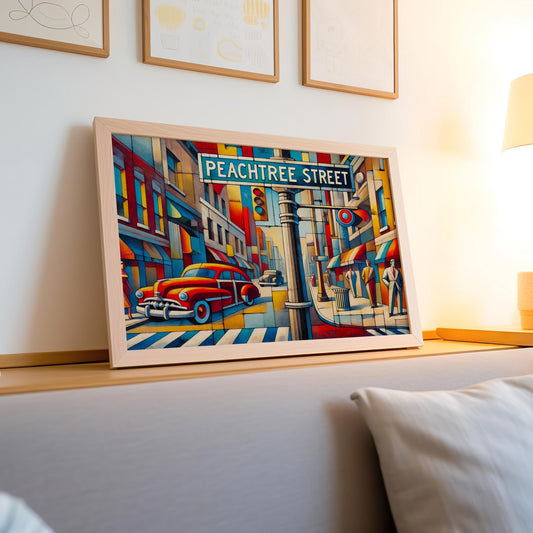 Peachtree Road Cubism Wall Art - Atlanta Travel Poster, Georgia Gift & Housewarming Decor, Modern ATL Print