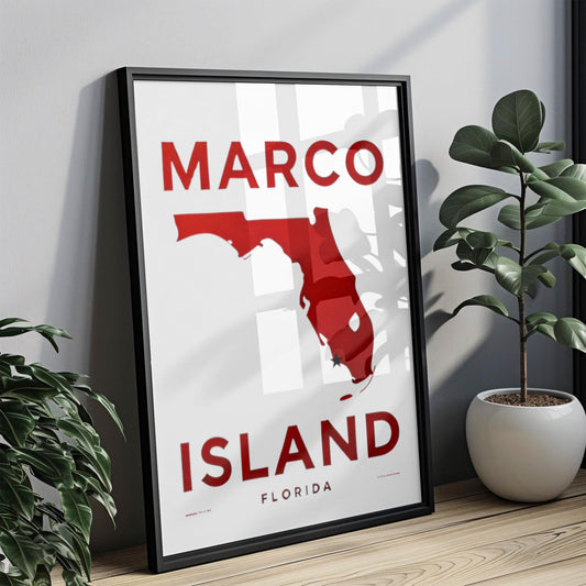Marco Island Wall Art Print - Florida Travel Decor, Housewarming Gift, College Dorm Room, Coastal Home Accent