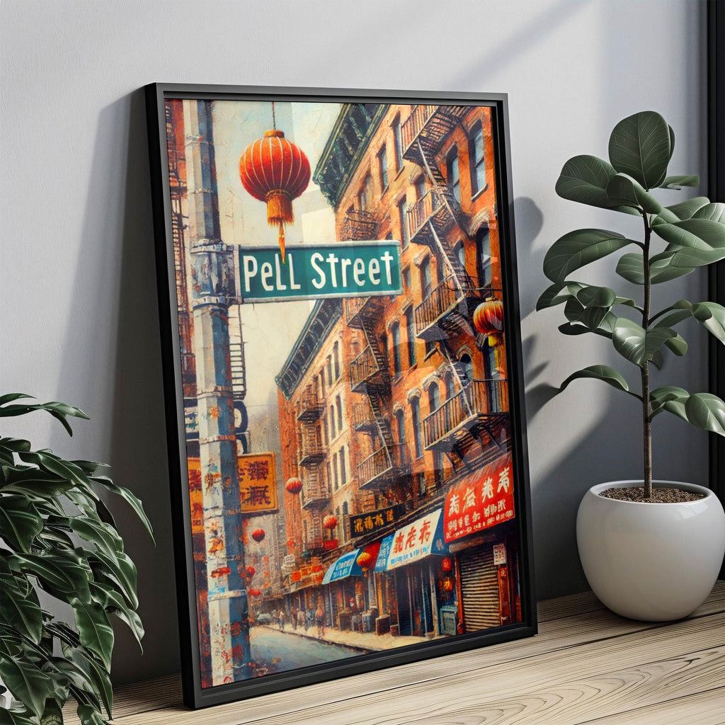 Pell Street Oil Painting Art Print: Chinatown Manhattan NYC Travel Poster