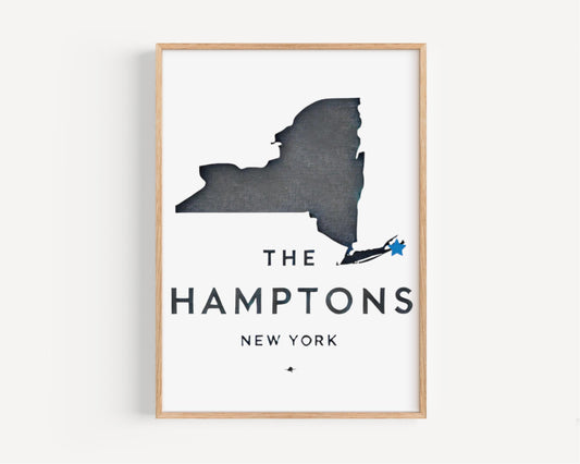 New York Hamptons Wall Art Print, Travel Home Decor, NY Gift & Housewarming Present, College Dorm Room Decoration