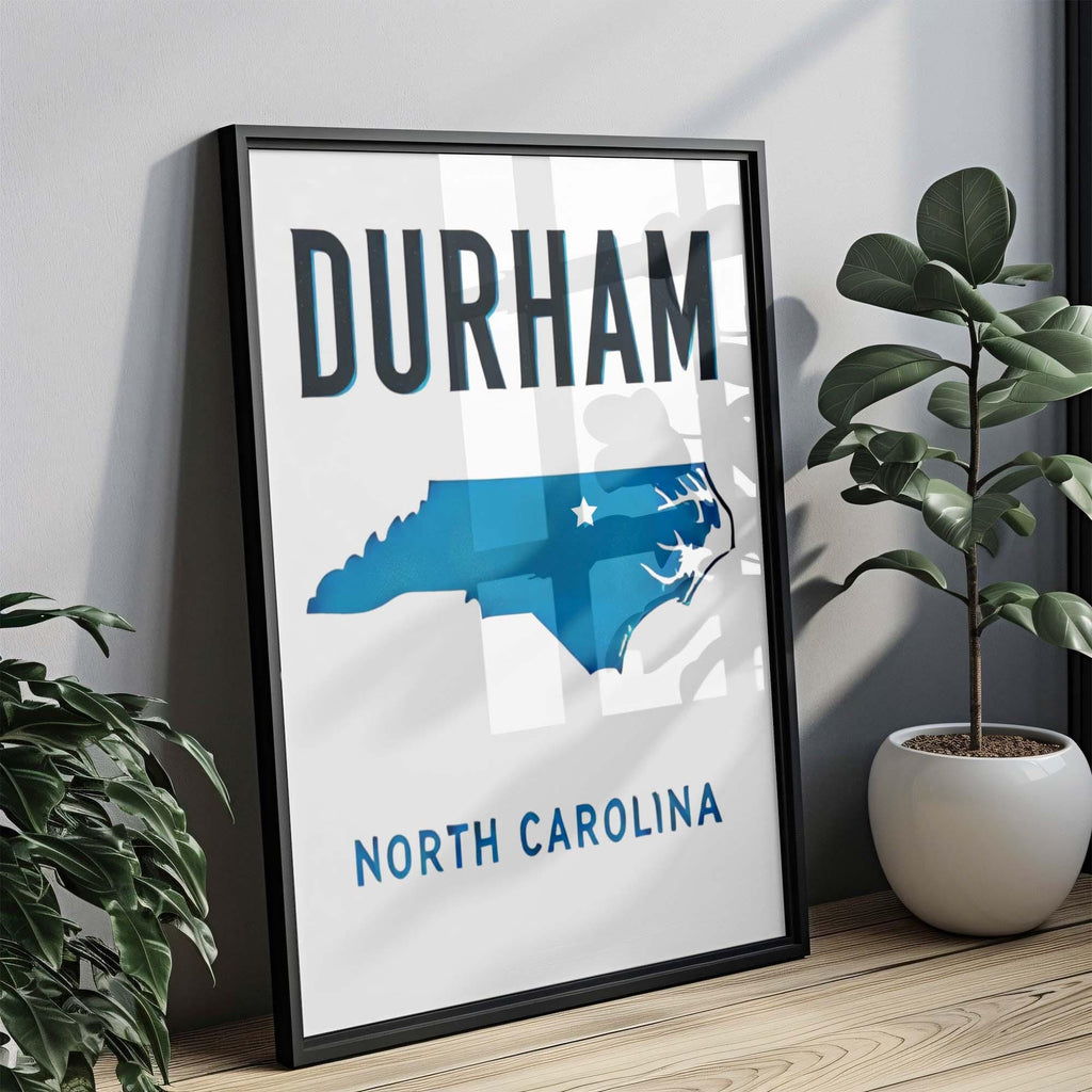 Durham Print - North Carolina Wall Art, Travel Decor, College Gift & Housewarming Home Accent, NC Map Poster, Durham Art Print