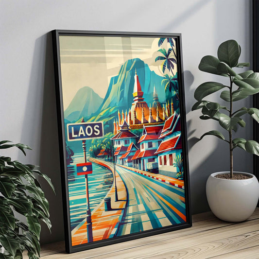 Laos Art Travel Print - Asian City Wall Art, Beautiful Asia Poster, Housewarming Gift, Laos Decor, Travel Poster, Asian Artwork