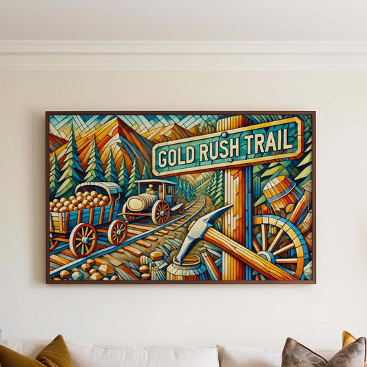 Gold Rush Trail Wall Art, Gold Rush Trail Print, California Art, California Gift, Travel Print, Travel Poster, Housewarming Gift, Cali Art