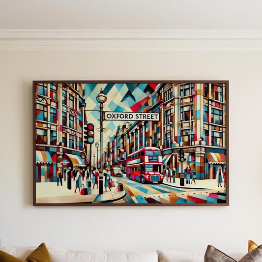 Oxford Street Wall Art Print - London Travel Poster, England Souvenir, Housewarming Gift, English Cityscape Home Decor