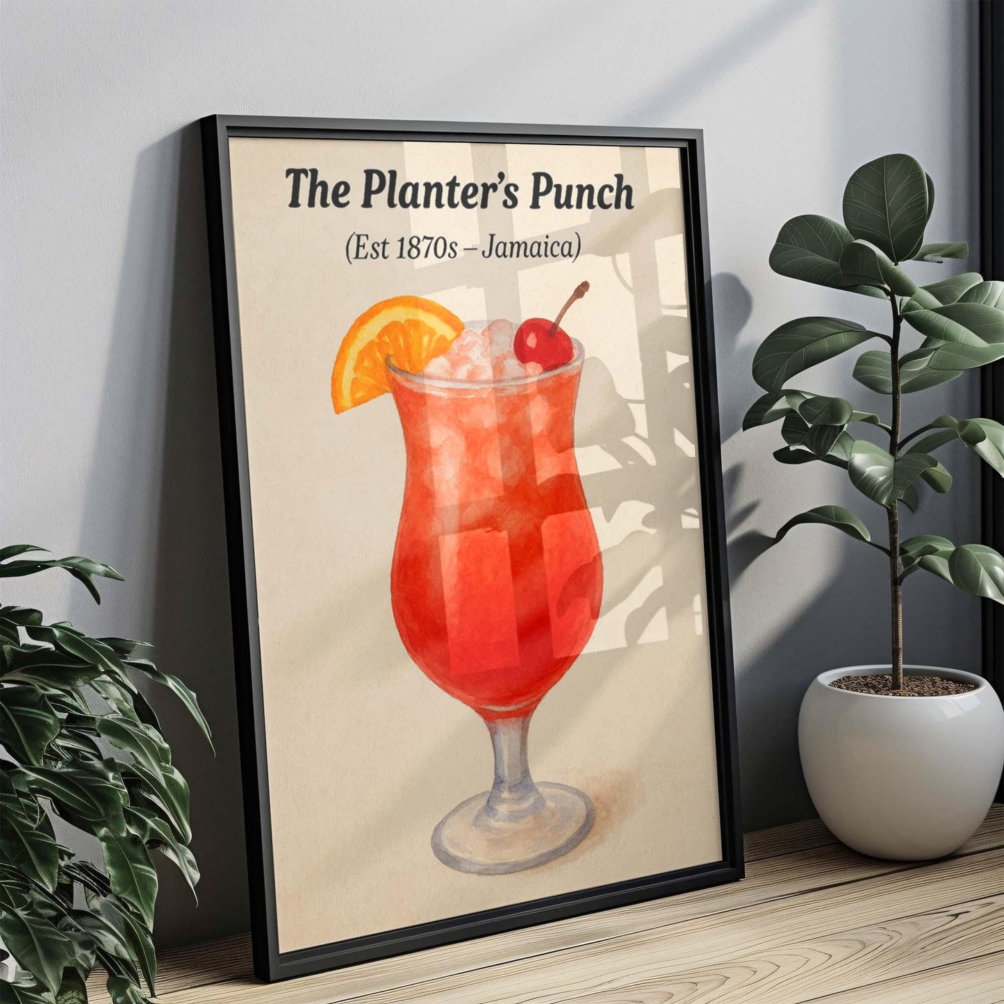 Planter's Punch Cocktail Print: Vintage Caribbean Drink Illustration