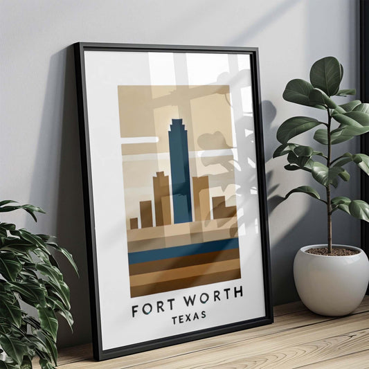 Texas Art Fort Worth Wall Print, Texas Travel Decor, Housewarming & Graduation Gift, College Dorm Room, Modern Home Decoration