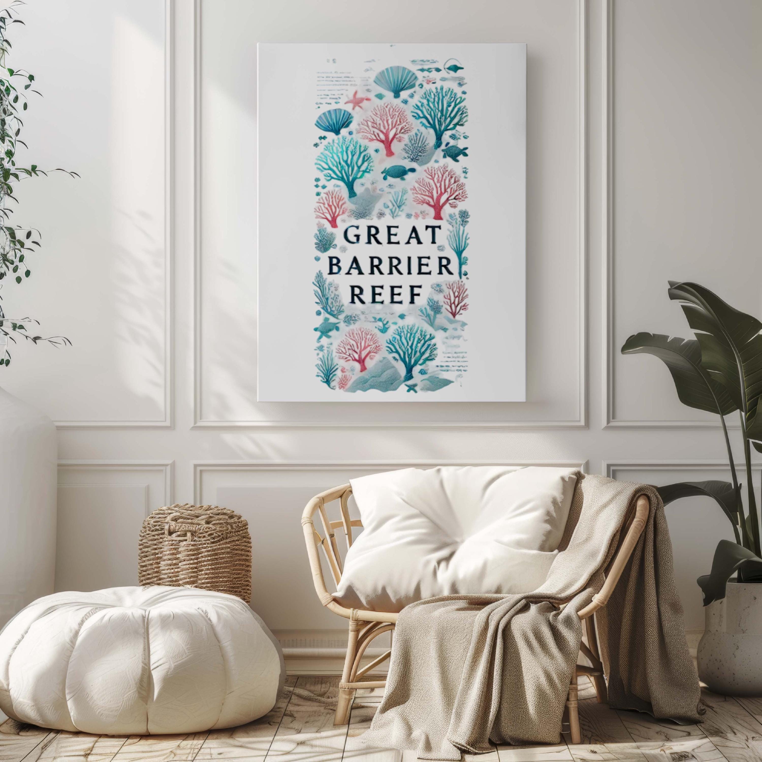 Great Barrier Reef Wall Art Print – Vibrant Ocean Marine Decor Travel Poster for Home, Office & Gift, Housewarming College Wall Art