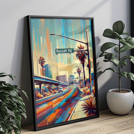 Las Vegas Russell Rd Wall Art Print, Travel Poster Nevada, Unique Las Vegas Gift, Housewarming Decor, Vintage Style City Map Art