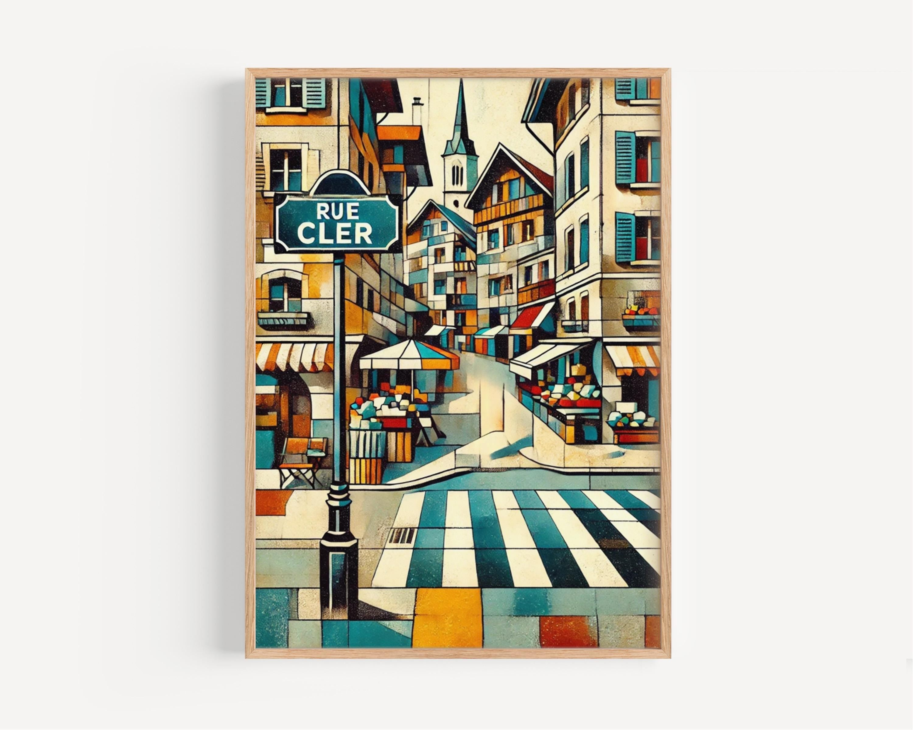 Paris Rue Cler Wall Art Print - Vintage Travel Poster, France Home Decor, Paris Gift & Housewarming Artwork