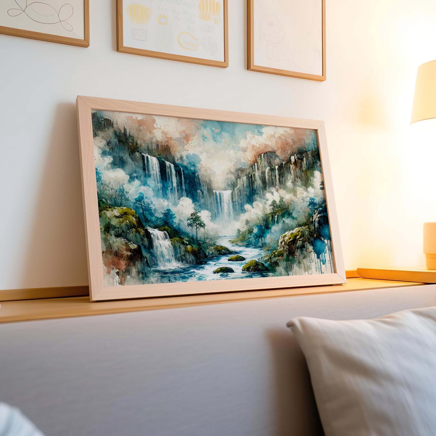 Nature Gift Waterfall Wall Art, Nature Print Home Decor, Stream Landscape, Housewarming & New Home Family Art Canvas