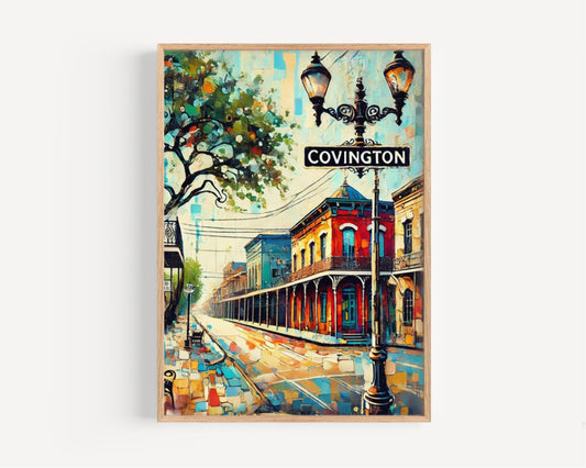 Art Covington Louisiana Wall Art Travel Print – Housewarming Gift & American Souvenir Poster Louisiana Decor