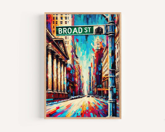 Broad St Print Manhattan Art NYC Wall Art New York Travel Poster Broad Street Gift Housewarming Decor