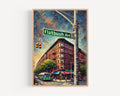 Flatbush Avenue Oil Painting Art Print: Brooklyn NYC Street Sign Travel Poster