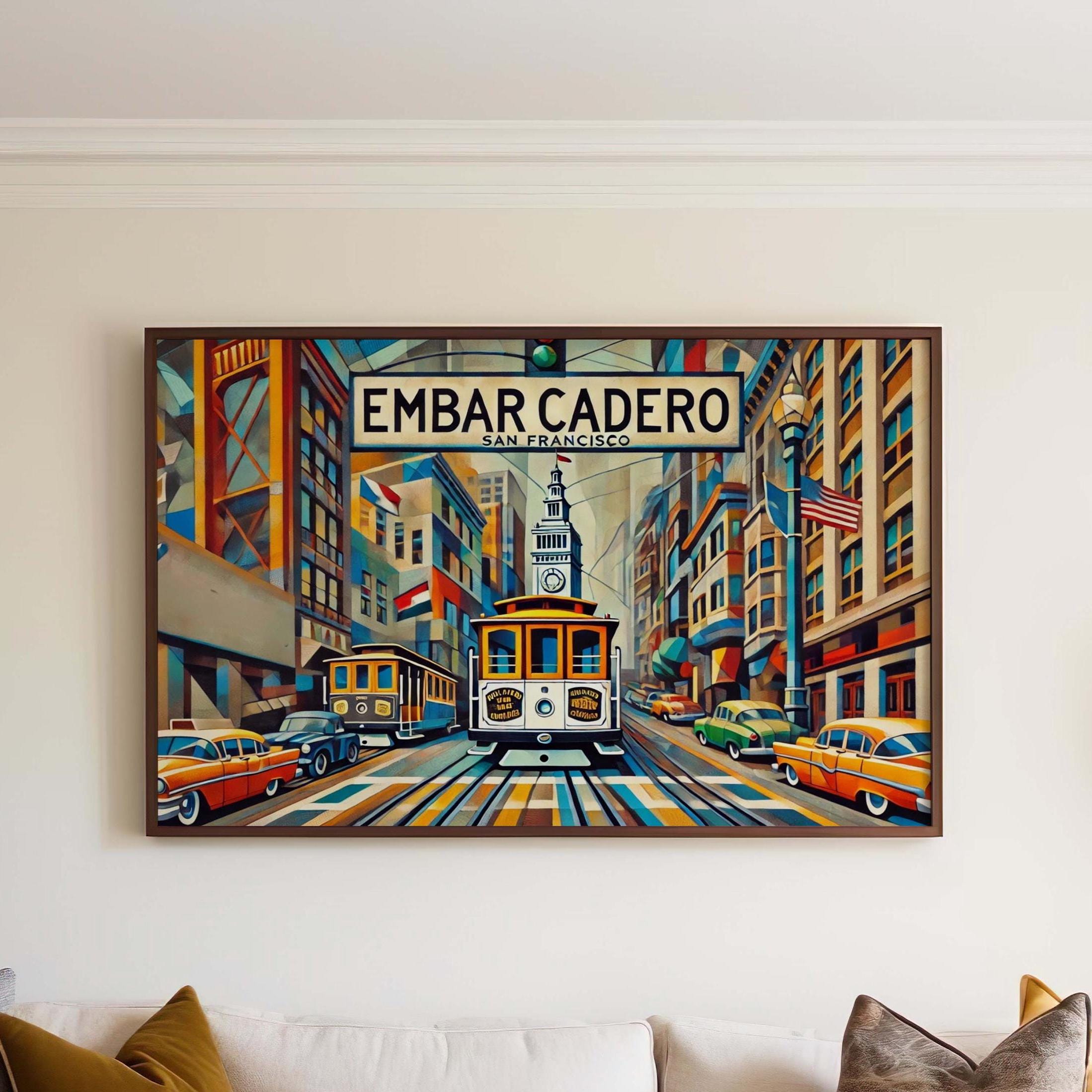 The Embarcadero Wall Art Cubism Print - San Francisco Travel Poster, CA Gift, Modern Housewarming Decor