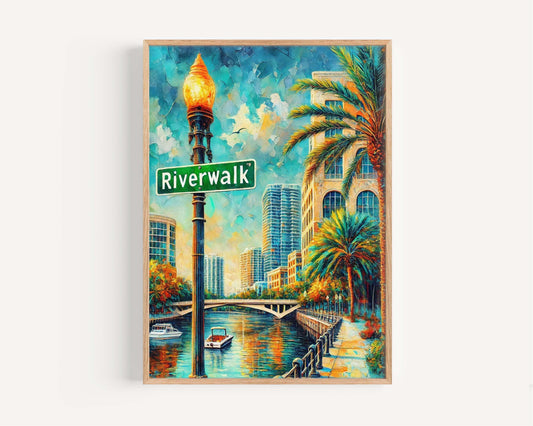 Riverwalk Print Fort Lauderdale Wall Art, Florida Travel Poster, Riverwalk Wall Decor, Housewarming Gift, Fort Lauderdale Art, Travel Print