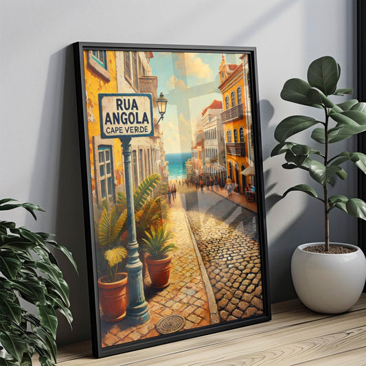Cape Verde Art, Rua Angola Wall Art, Mindelo Print, Travel Souvenir, Cityscape Poster, Cape Verde Decor, Personalized Gift