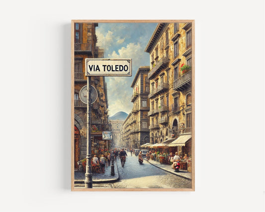 Via Toledo Naples Print: Italy Street Scene Travel Poster
