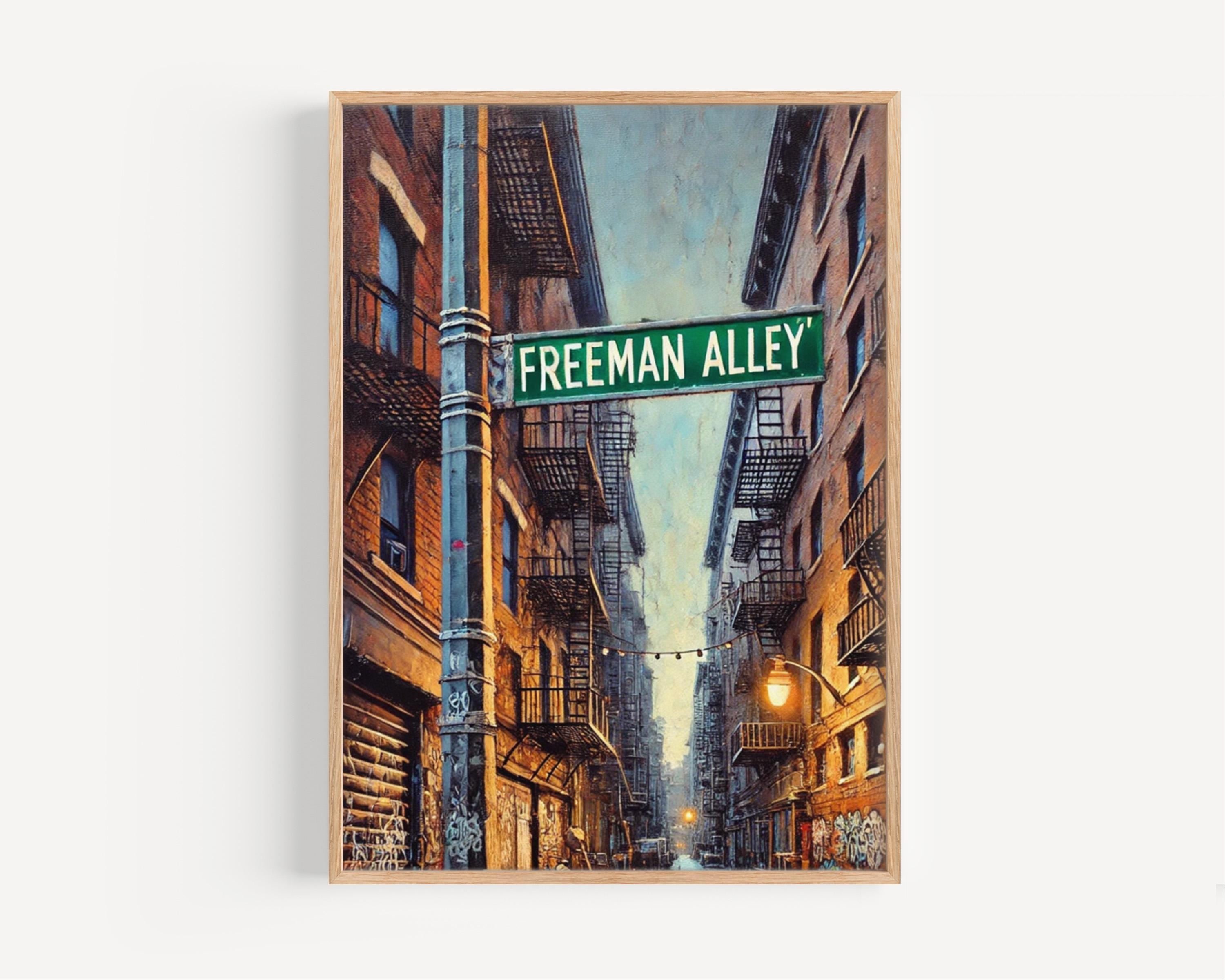 Freeman Alley Wall Art Print - NYC Bowery Travel Poster, Housewarming Gift, Urban Cityscape Decor, Freeman Alley Bowery Art NYC Print