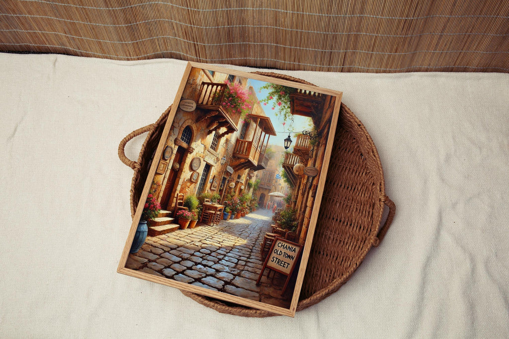 Chania Old Town Street Sign Print: Crete Greece Travel Poster